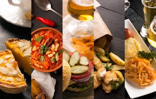 Collage de diferentes imágenes de alimentos naturales — Foto de Stock