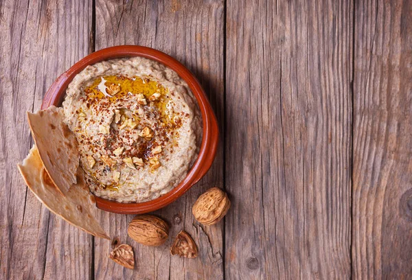 Appetizer Esme Baba Ganush Levantine Cuisine Made Baked Eggplant Sesame — Stock Photo, Image