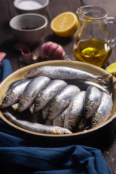 Sardinen Oder Europäische Sardellen Aus Dem Mittelmeer Fisch Ist Weit — Stockfoto
