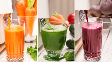 Fresh vegetables and juices clipart