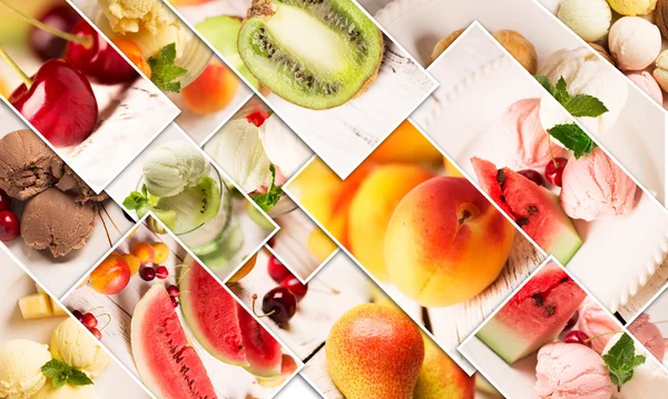Smaczne lody i owoce — Zdjęcie stockowe