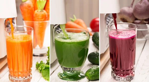 Fresh vegetables and juices — Stock Photo, Image