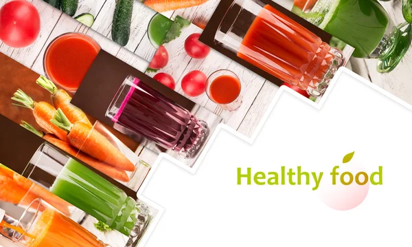 Different vegetables and juices — Stock Photo, Image