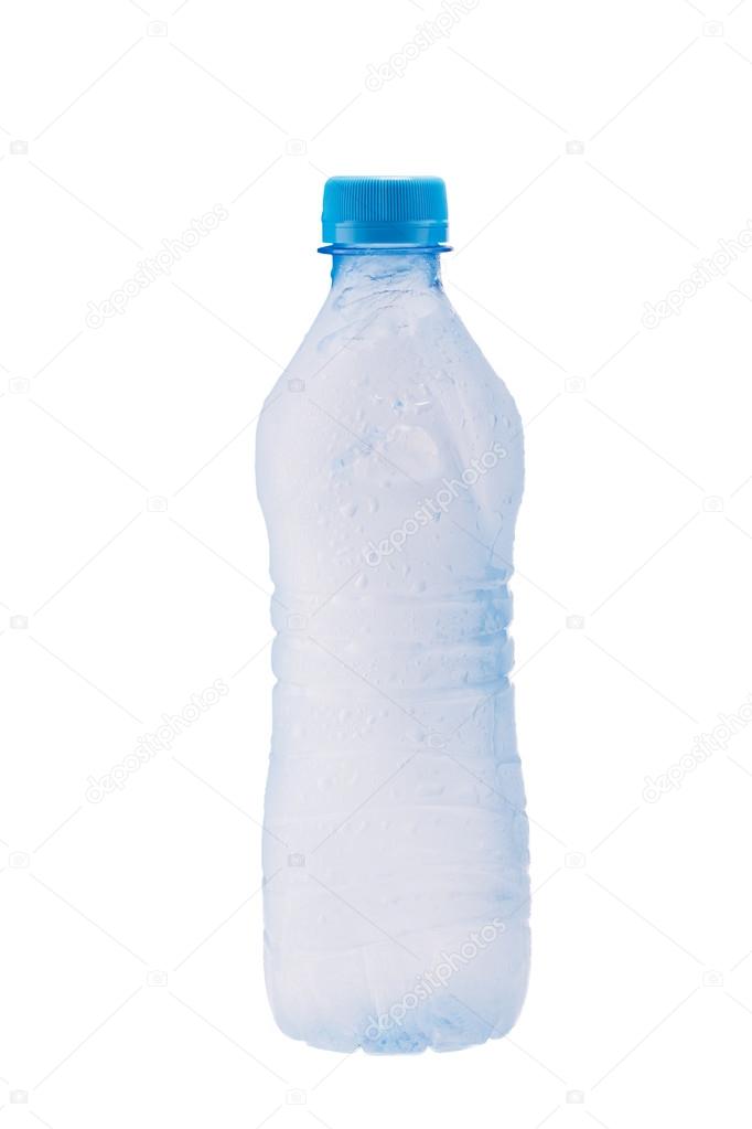 Misted plastic bottle with frozen water