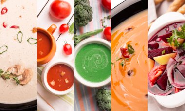 Çorbayı püre fotoğraf kolaj