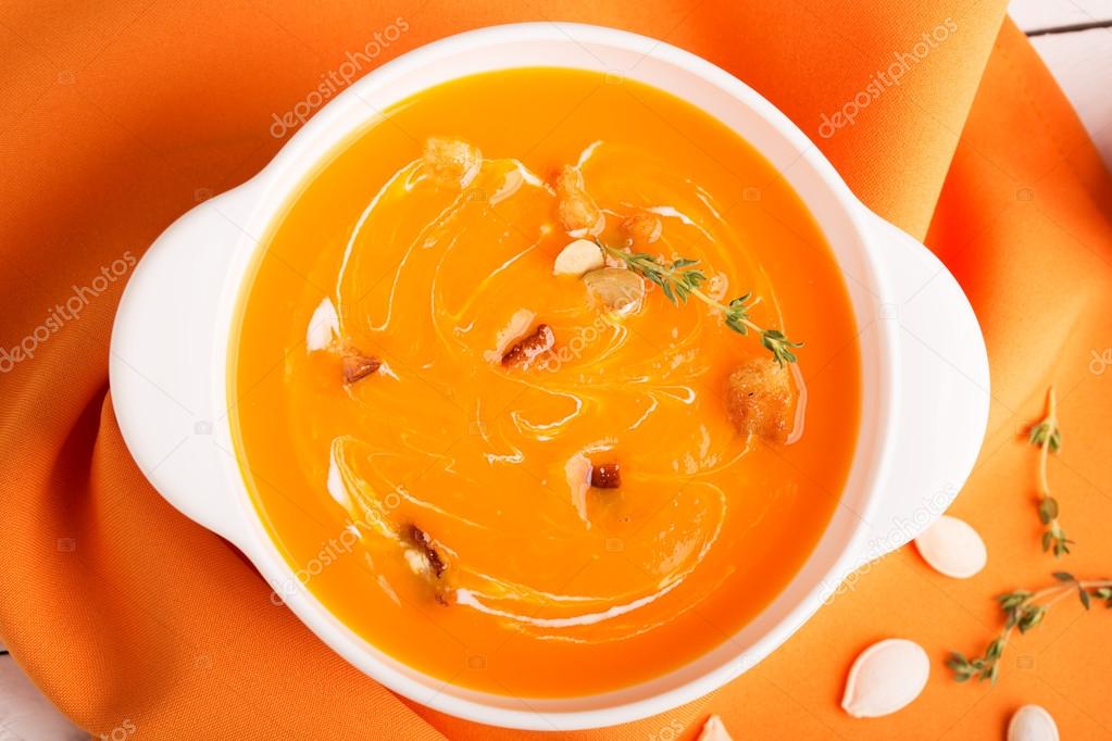 Delicious pumpkin soup puree