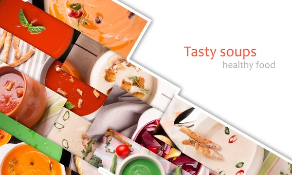 Collage de fotos de puré de sopas —  Fotos de Stock