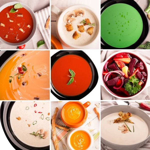 Suppen pürieren Fotocollage — Stockfoto