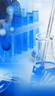 Mavi sıvı ile labaratuar donanımları