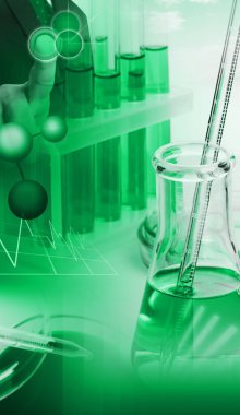 Mavi sıvı ile labaratuar donanımları