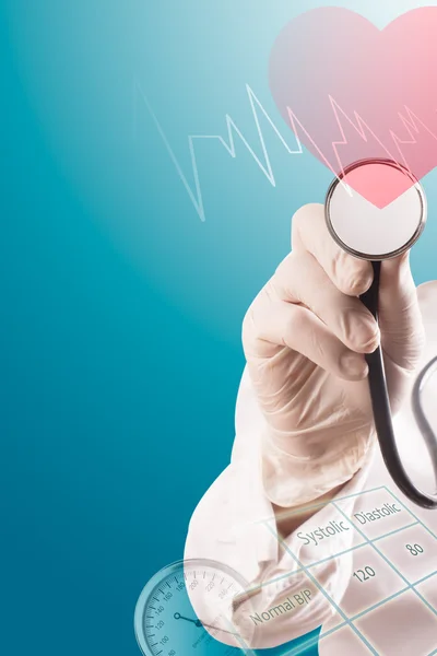 Doktor ve stetoskop tıbbi kolaj