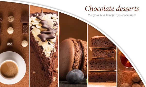 Chocolate postres foto collage —  Fotos de Stock