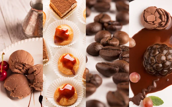 Dolci al cioccolato collage fotografico — Foto Stock