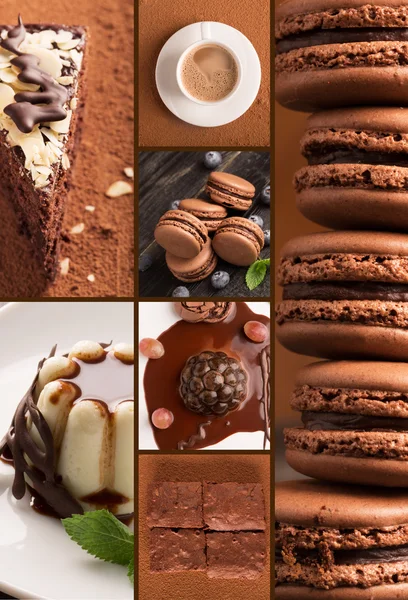 Chocolade desserts fotocollage — Stockfoto