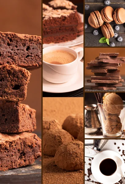 Dolci al cioccolato collage fotografico — Foto Stock