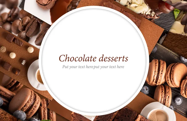 Kolase foto makanan penutup coklat — Stok Foto