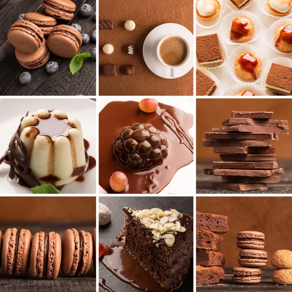 Шоколадні десерти фотоколаж — стокове фото