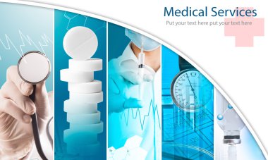 Medical services photo collage clipart