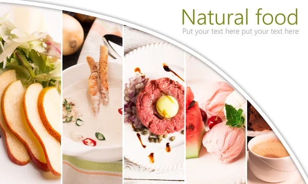Colagem fotos forma de comida natural — Fotografia de Stock