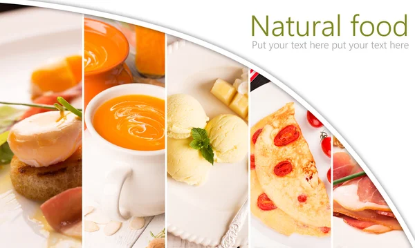 Colagem fotos forma de comida natural — Fotografia de Stock
