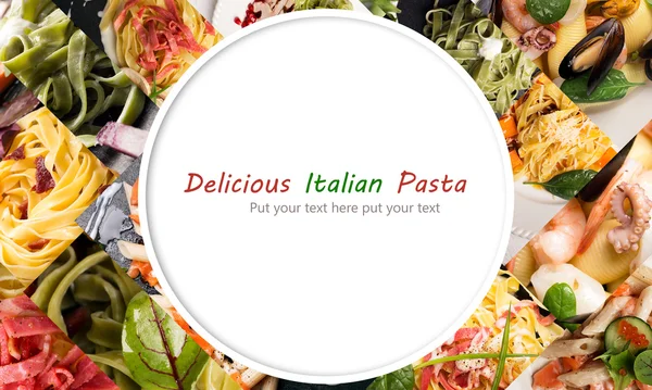 Collage da diverse foto di pasta italiana — Foto Stock
