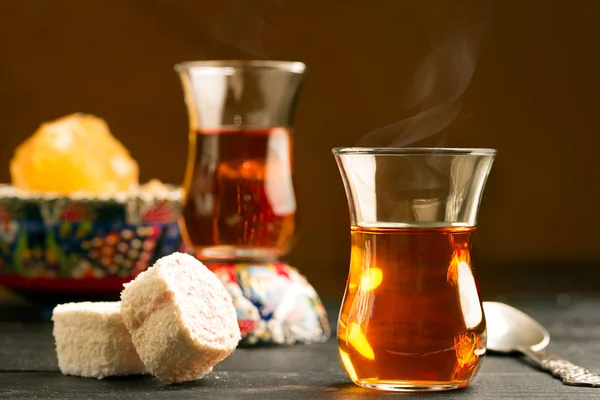 Turkish tea on the table — Stock Photo, Image