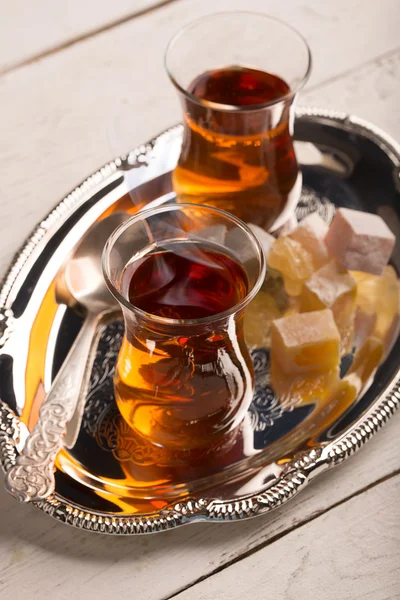 Turkish tea on the table — Stock Photo, Image