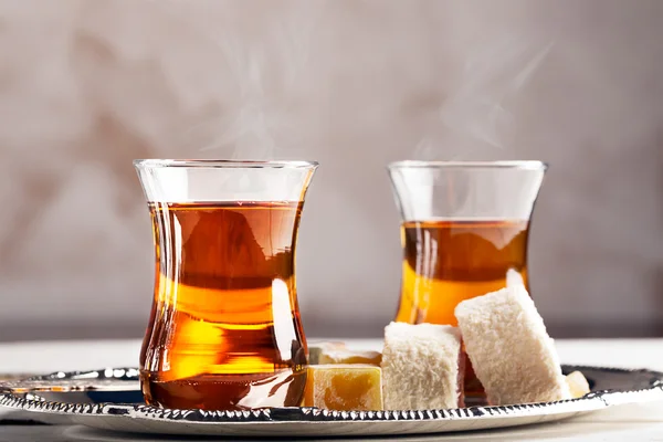 Turkish tea on the table — Stock Photo, Image