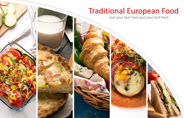 Evropské potraviny fotografické koláže — Stock fotografie