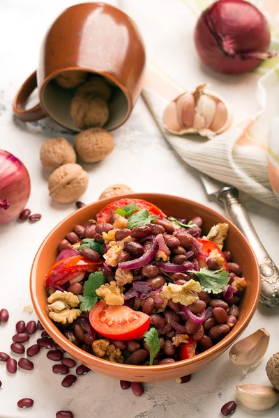 Rote Bohnen gebraten mit Zwiebeln — Stockfoto