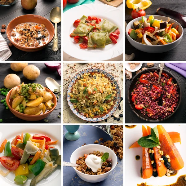 Foto-Collage mit vegetarischem Essen — Stockfoto