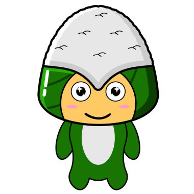 Onigiri karakter çizgi film maskotu çizimi