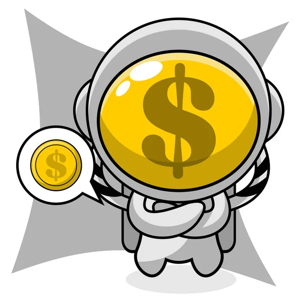 Cartoon Illustration Astronaut Coin Helmet Mascot Character Royalty Free Stock Vektory