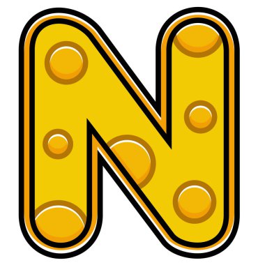 N harfi peynir çizgi film vektörü