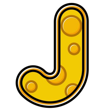 J harfi çizgi film vektörü