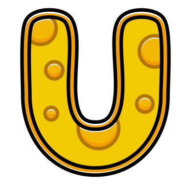 U harfi çizgi film vektörü