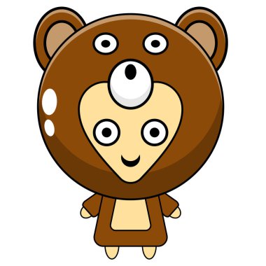 sevimli küçük ayı kostümü için çizgi film karakter vektör çizimi