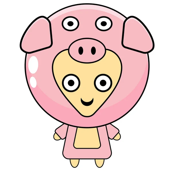 Illustration Vectorielle Mignon Petit Cochon Costume Mascotte Personnage Dessin Animé — Image vectorielle