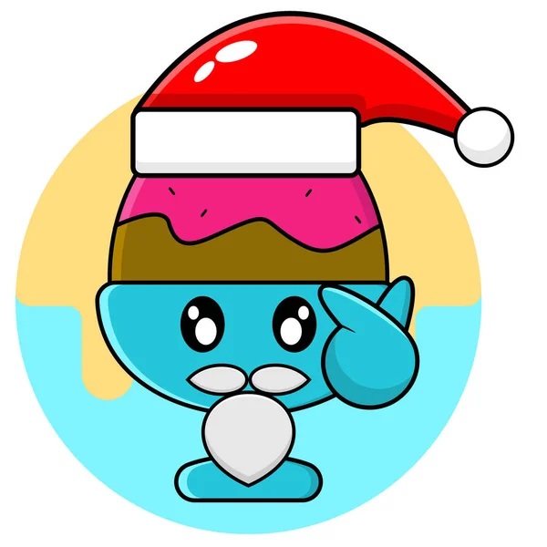 Christmas Hat Ice Cream Cup Cartoon Design Vector — Stock Vector