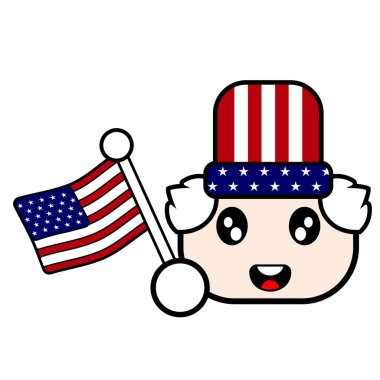 Amerikan Bağımsızlık Günü bayrağı taşıyan eski bir çizgi film vektörü