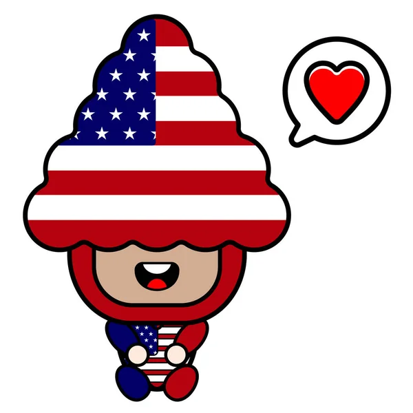 Векторная Иллюстрация Персонажа Талисмана Чатом Love American Independence Day Concept — стоковый вектор