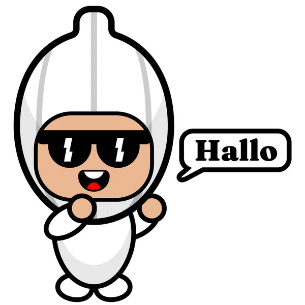 Simple Cute Garlic Mascot Costume Vegetable Cartoon Character Vector Say — Stock Vector