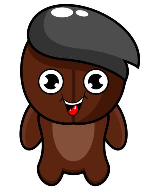 Kahve çekirdeği maskotu karakteri çizimi