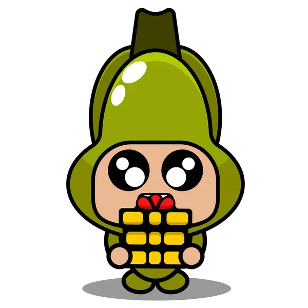 Personaggio Dei Cartoni Animati Vettore Semplice Chayote Vegetale Costume Della — Vettoriale Stock