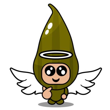 kakule baharat maskotu kostüm vektör çizgi film karakteri şirin kanatlı melek