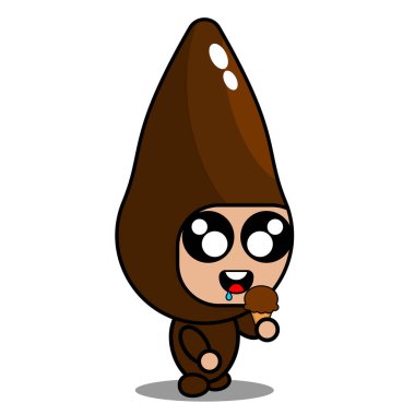 karikatür maskotu kostüm vektörü tatlı kasava sebze karakteri dondurma yiyor