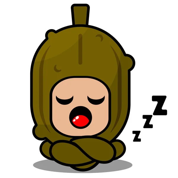 Costume Mascotte Personnage Dessin Animé Vecteur Mignon Légumes Marinés Dormir — Image vectorielle