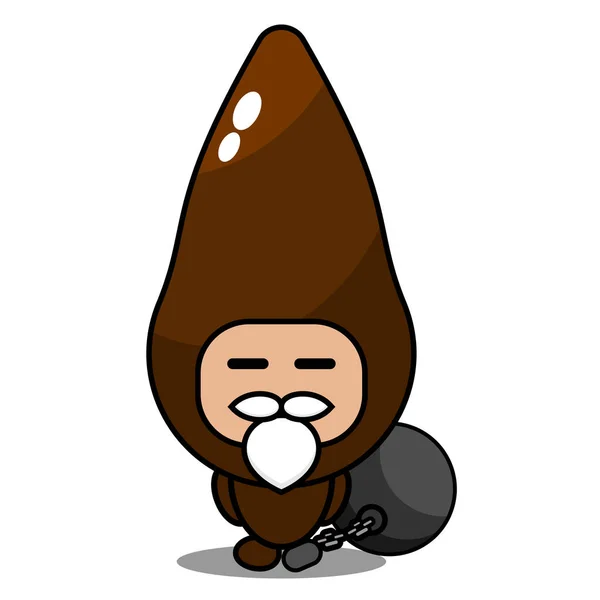 Personaje Dibujos Animados Vector Lindo Traje Mascota Yuca Vegetal Barba — Vector de stock