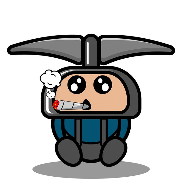 기사보기 Vector Cartoon Character Doodle Miner Packaxe Cute Mascot Costume — 스톡 벡터