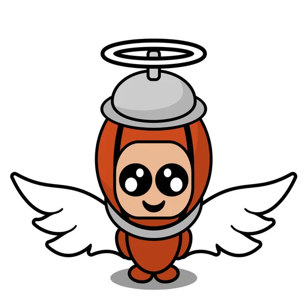 かわいいドールペッパーグラインダー天使マスコットの衣装漫画のキャラクター — ストックベクタ